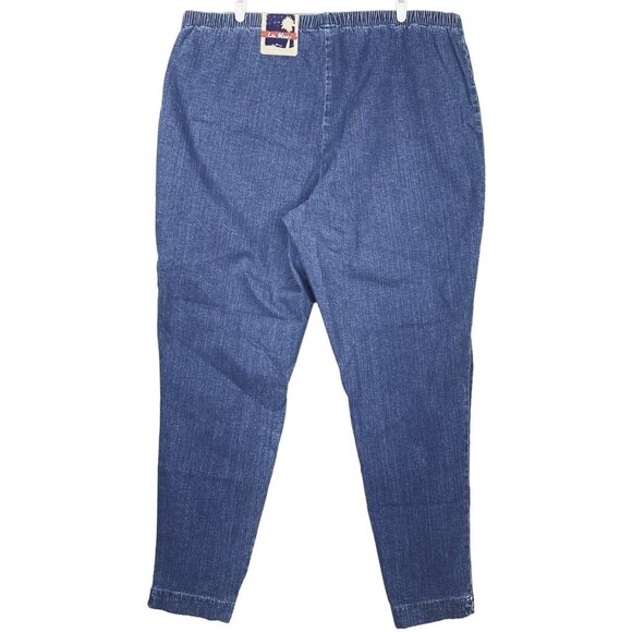 L.A. Blues Women's Blue Denim Pants Size 30/32 Pull-on Elastic Waist High Rise - Picture 2 of 10